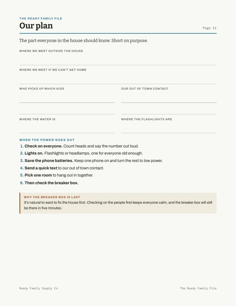 Our plan page